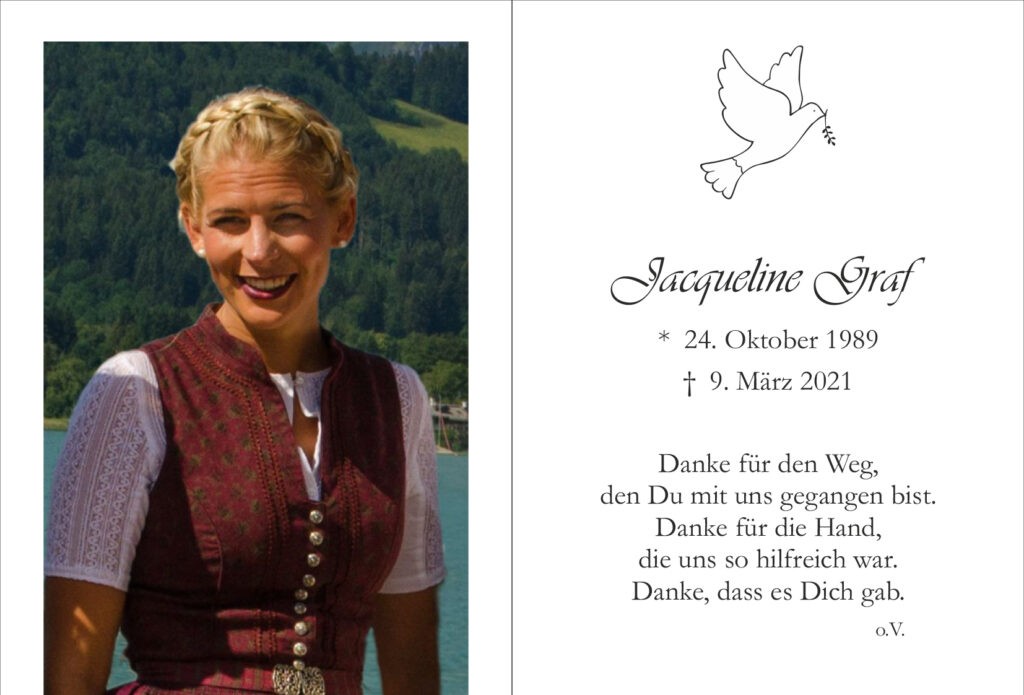 Jacqueline Graf Trauerkarte